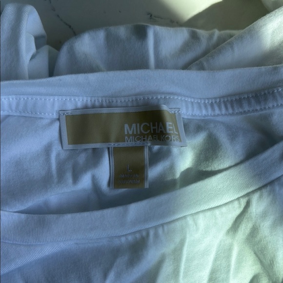 Michael Kors White Tie Front Short Sleeve Blouse - Picture 12 of 12